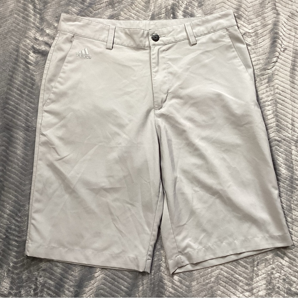 Mens‎ Adidas Climalite 3 Stripe Stretch Golf Shorts Light Gray 30.